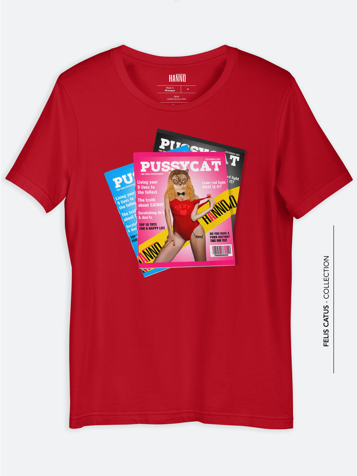 hanno pussycat magazine t shirt sexy cat cover #color_red