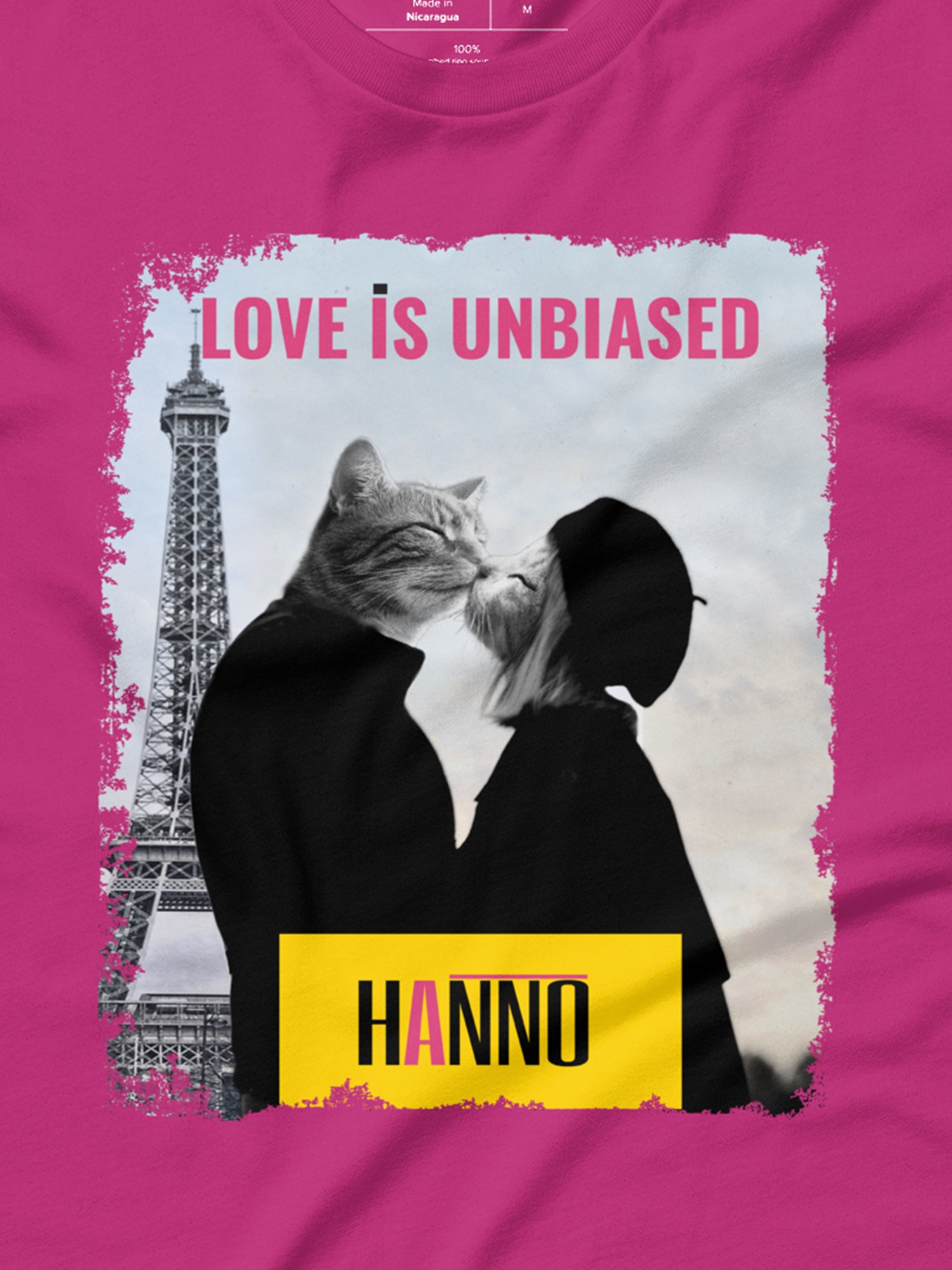 FRENCH KISS CAT LOVERS T SHIRT "LOVE IS UNBIASED"