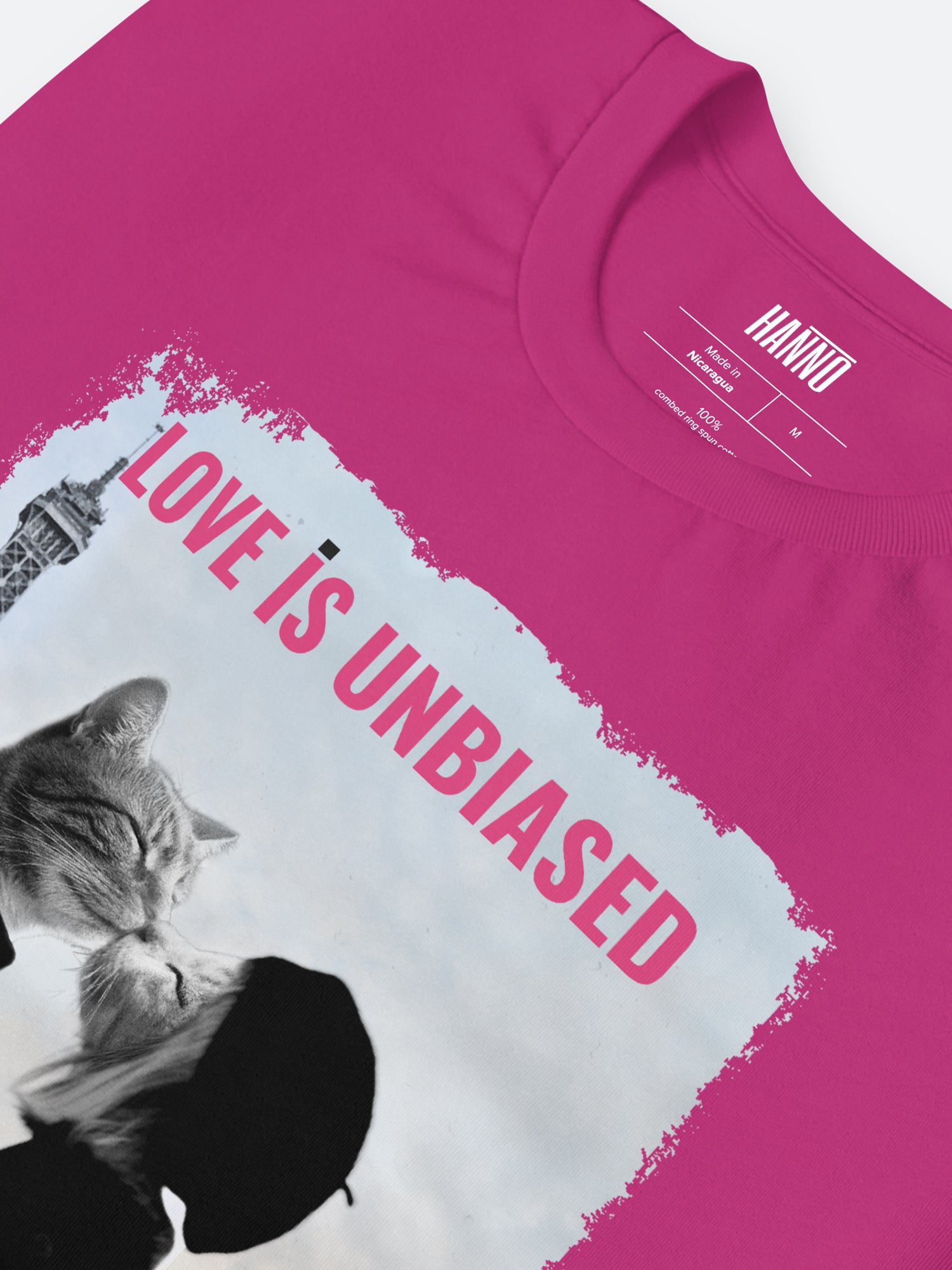 FRENCH KISS CAT LOVERS T SHIRT "LOVE IS UNBIASED"