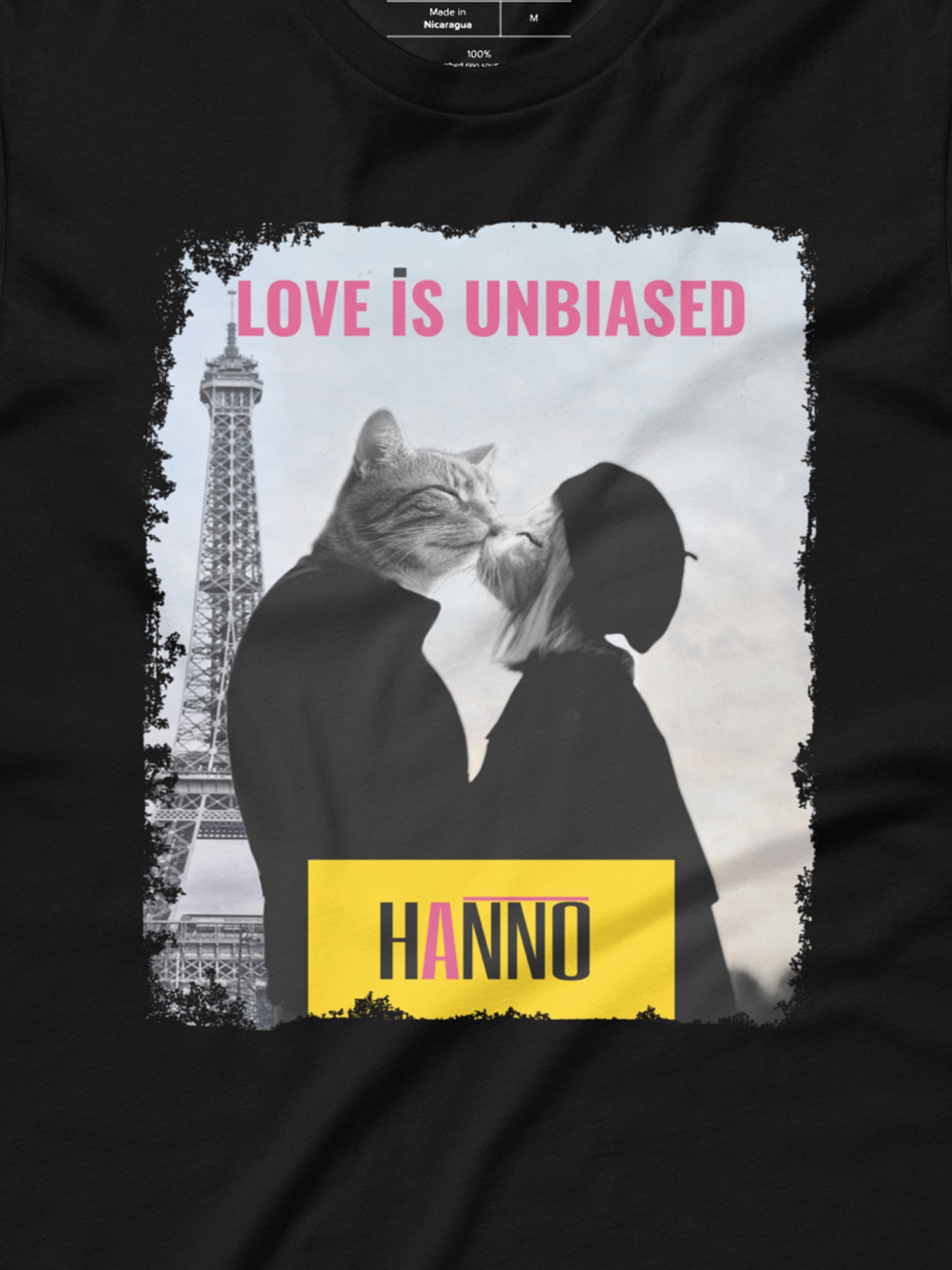 FRENCH KISS CAT LOVERS T SHIRT "LOVE IS UNBIASED"