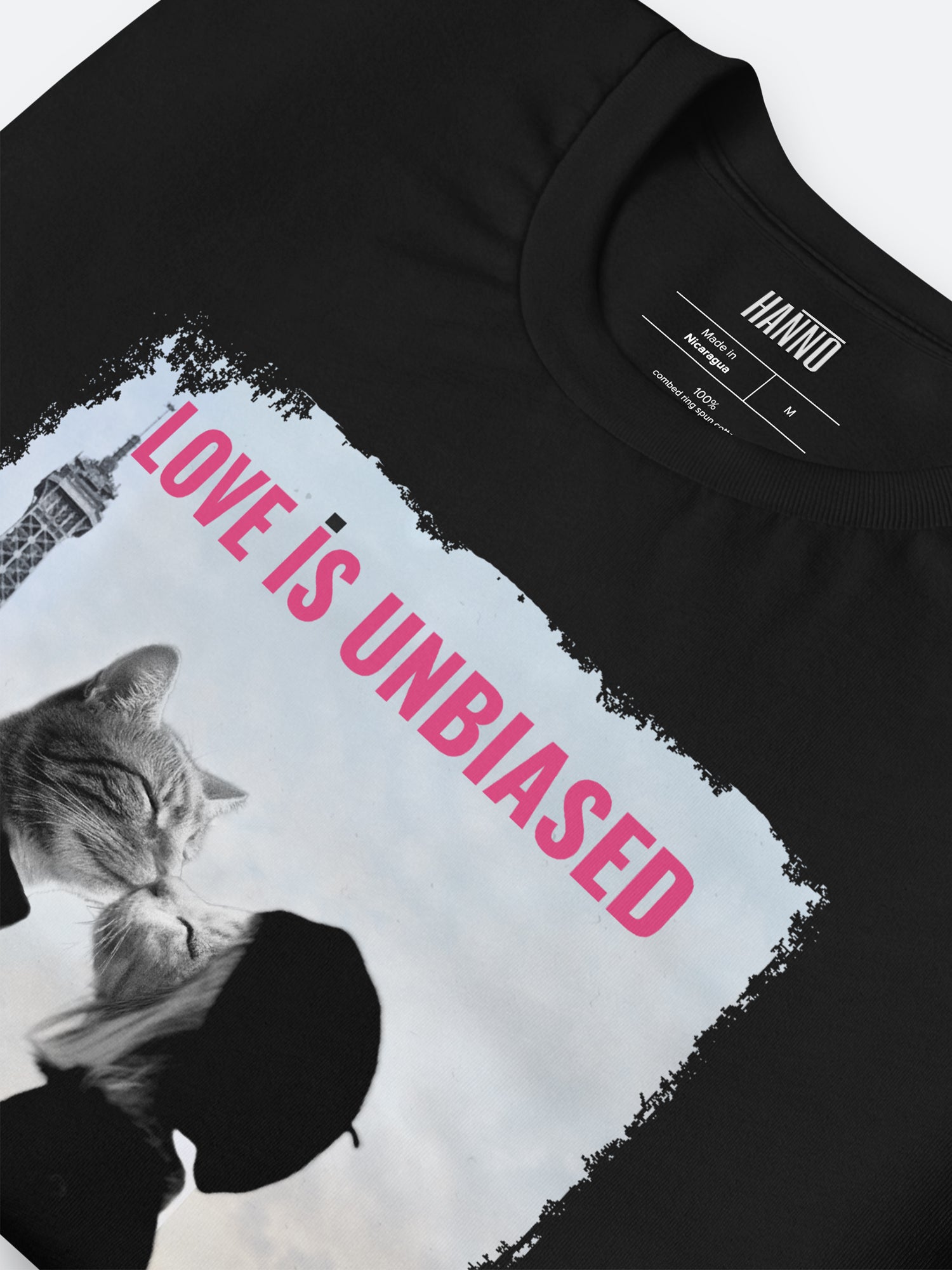 FRENCH KISS CAT LOVERS T SHIRT "LOVE IS UNBIASED"