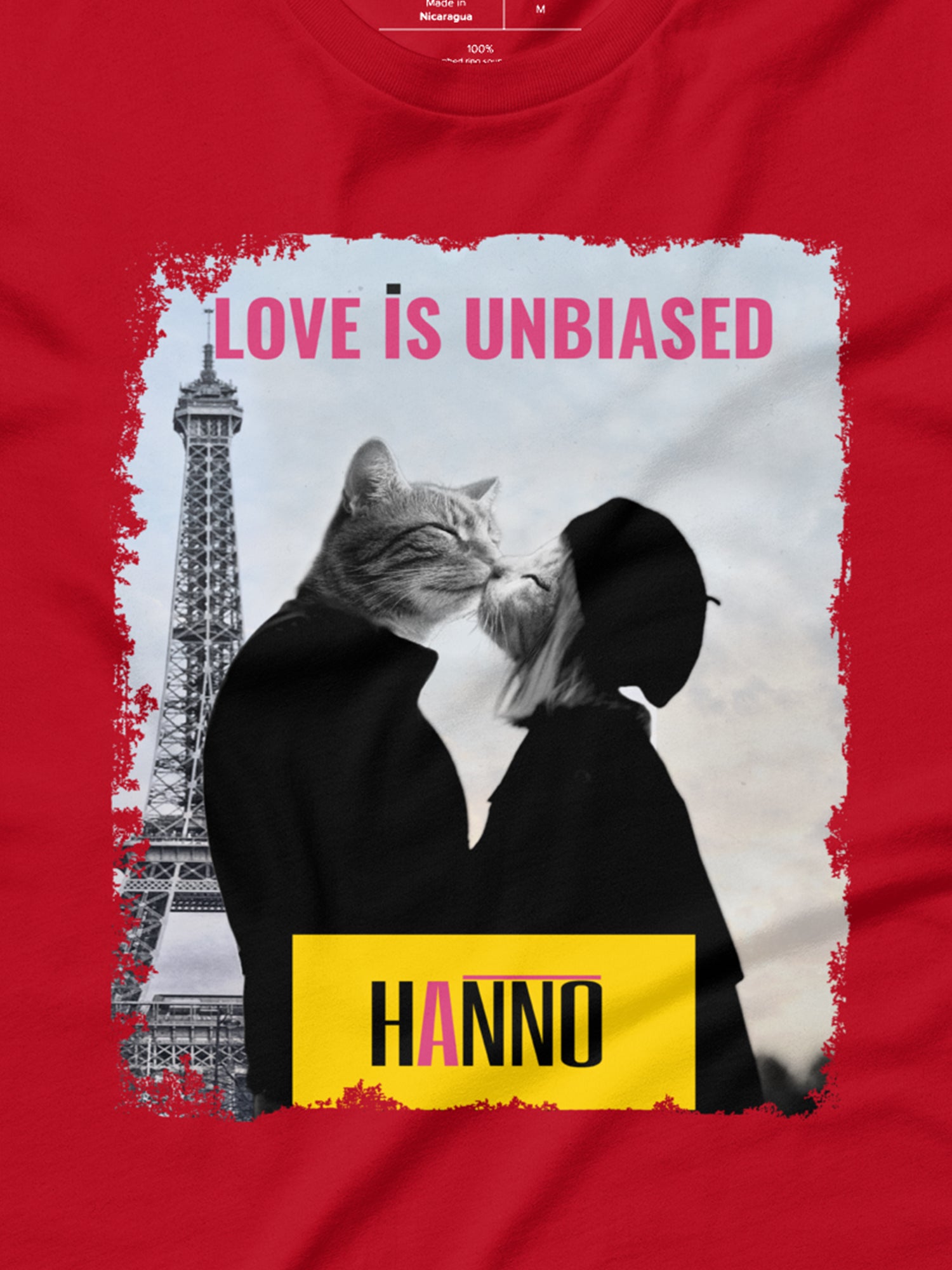 FRENCH KISS CAT LOVERS T SHIRT "LOVE IS UNBIASED"