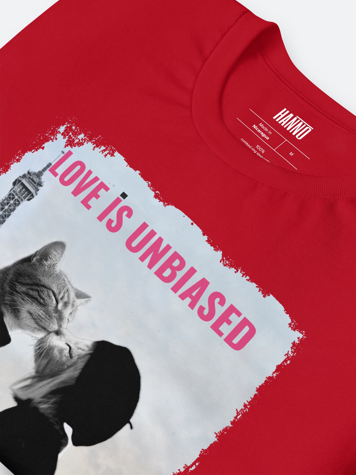 FRENCH KISS CAT LOVERS T SHIRT "LOVE IS UNBIASED"