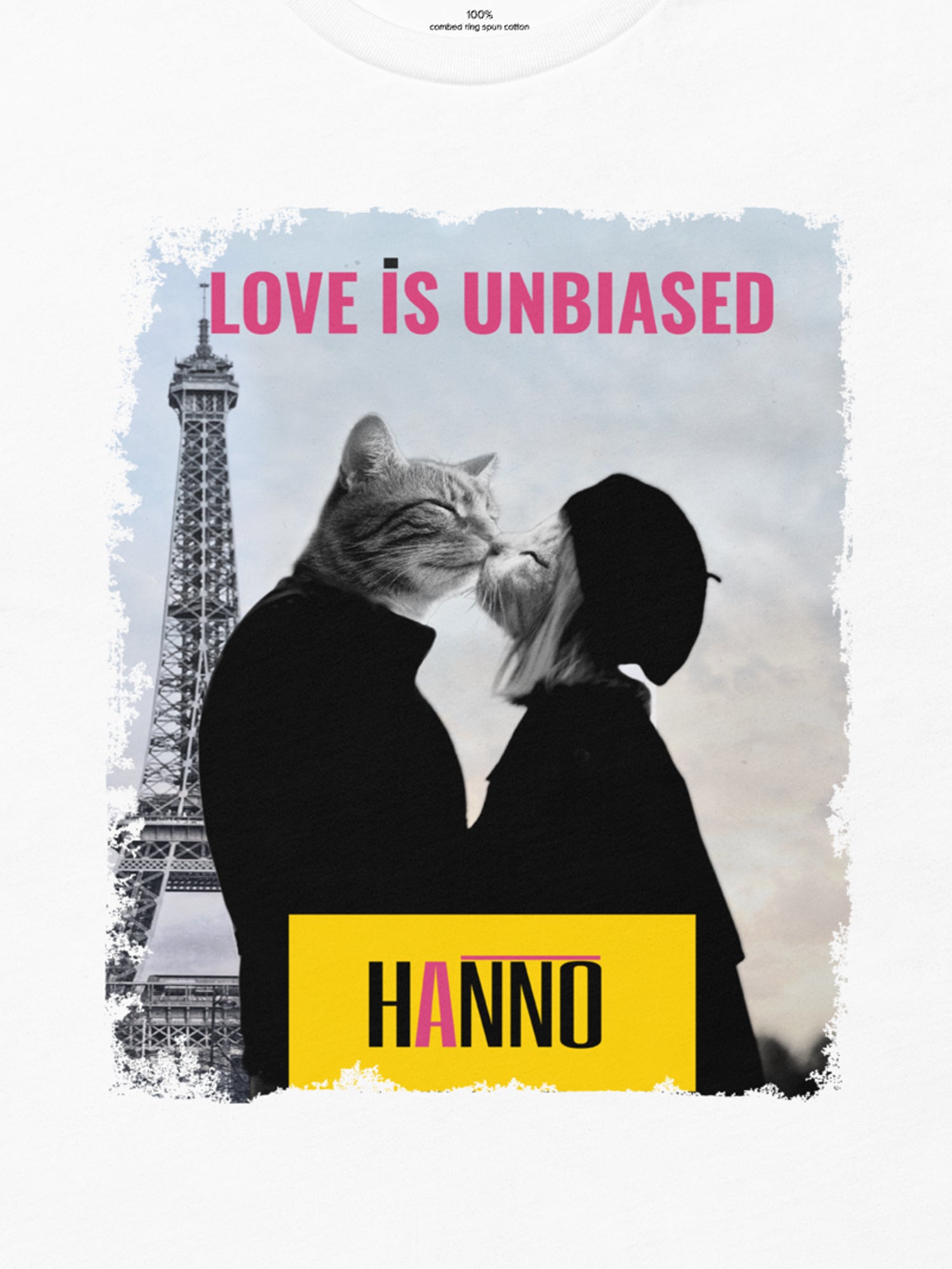 FRENCH KISS CAT LOVERS T SHIRT "LOVE IS UNBIASED"