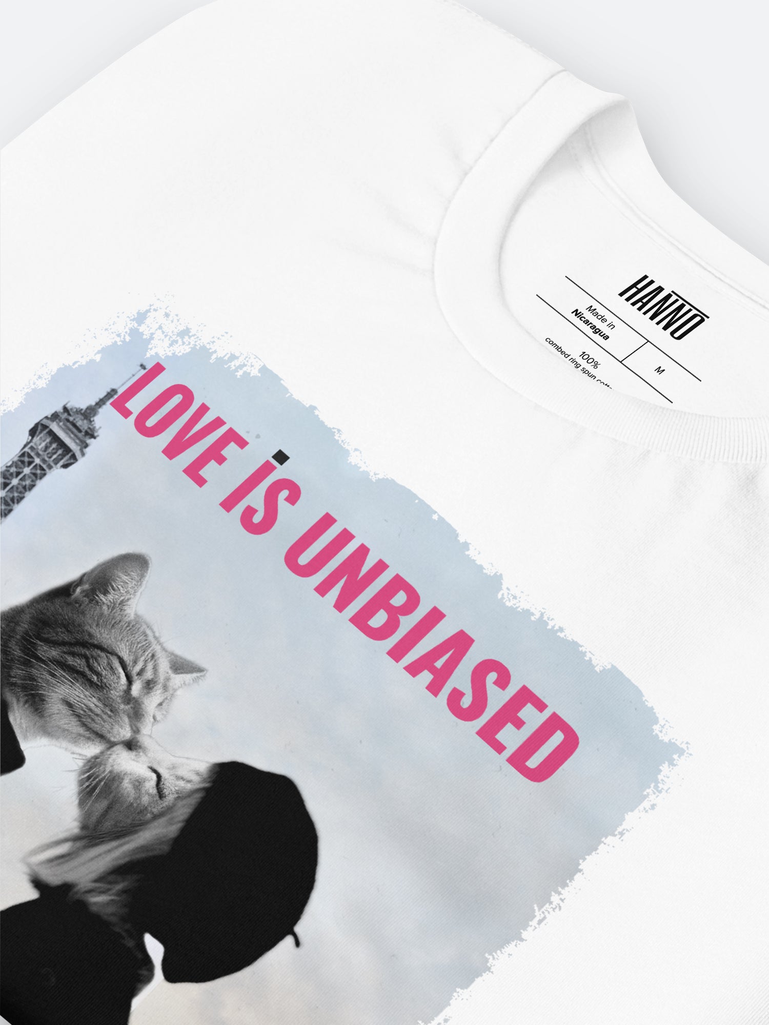 FRENCH KISS CAT LOVERS T SHIRT "LOVE IS UNBIASED"